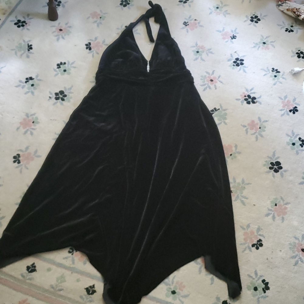 Halter velvet handkerchief hem dress
